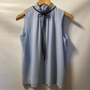 Sz XS- Karl Lagerfeld Elegant Sleeveless Blue Top with Black Trim